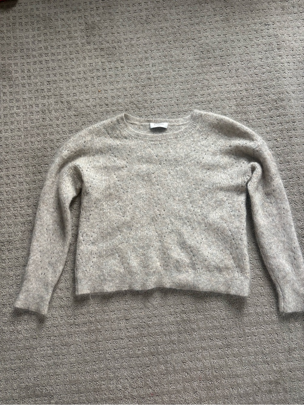 Babaton Heathered Cream Crewneck Sweater